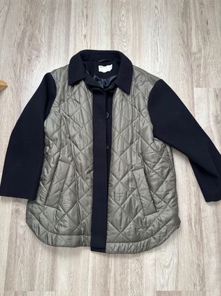 Chaqueta paño acolchada azul y verde militar