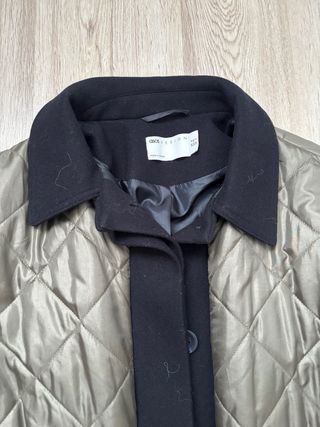 Chaqueta paño acolchada azul y verde militar