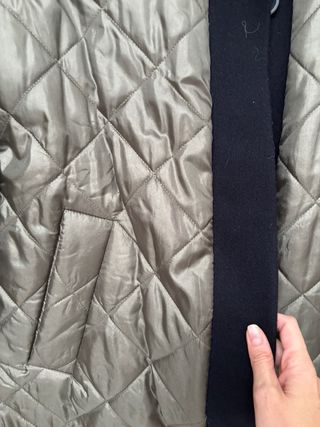 Chaqueta paño acolchada azul y verde militar