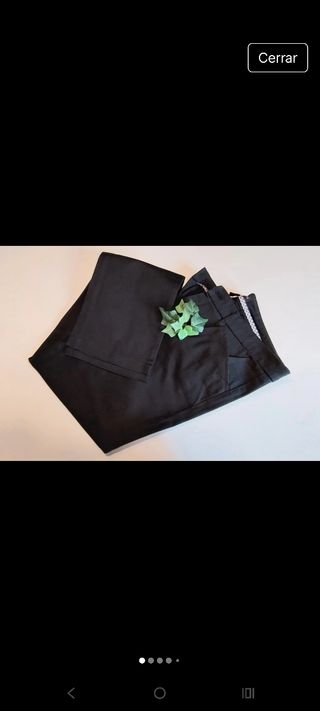 Pantalón Mango Negro Algodón