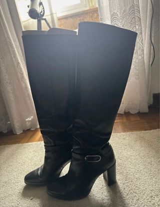 Botas altas piel negras Massimo Dutti