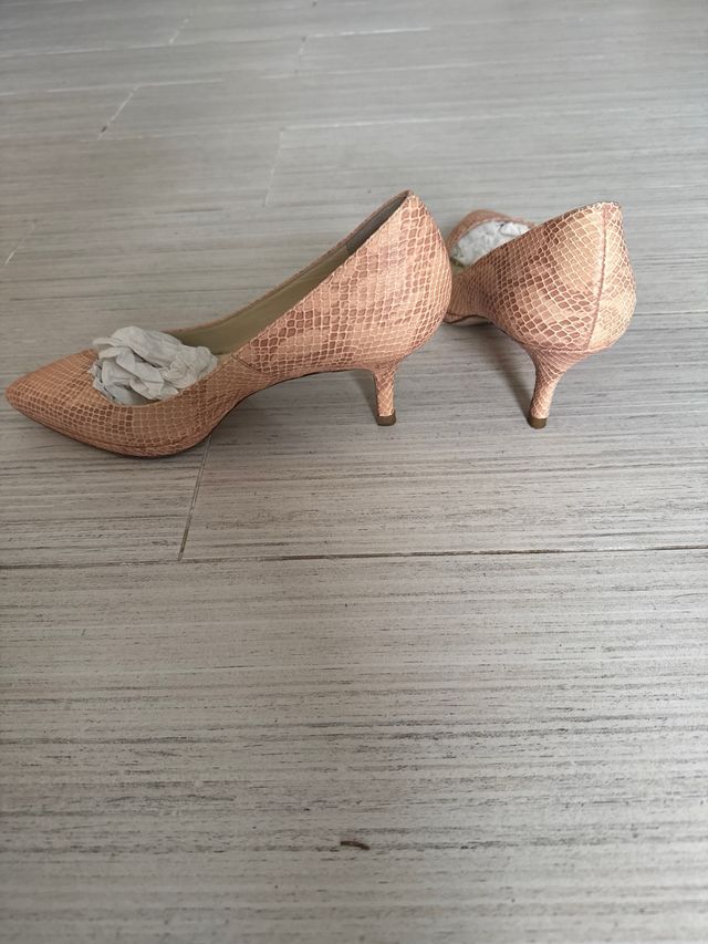 Tacones Ursulitas Beige/Rosa Piel Serpiente