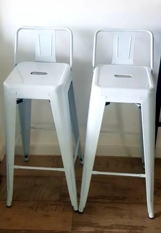 2 Taburetes Altos Metal Blanco