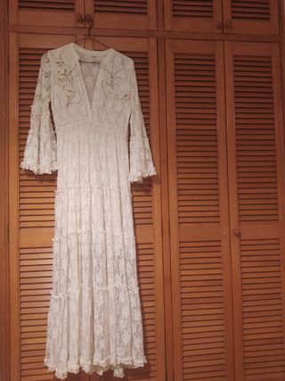 Vestido largo encaje blanco