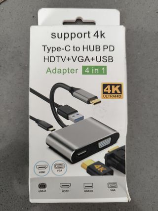 Adaptador USB-C a HDMI/VGA/USB 4K