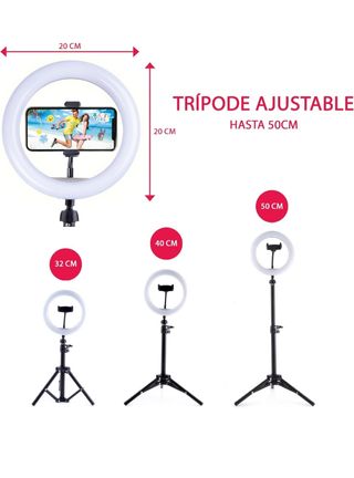 Aro de luz selfie con trípode y soporte móvil