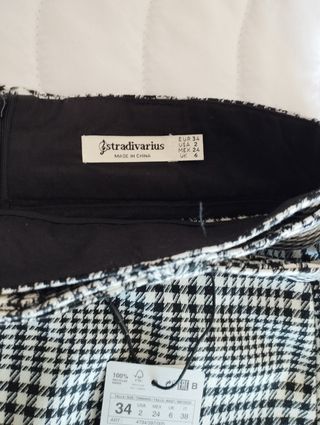 Falda pantalón Stradivarius cuadros XS