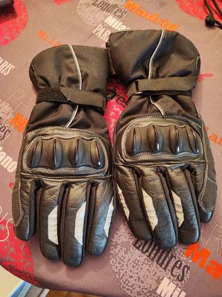 Guantes Moto Invierno Crivit Hombre Negro/Plata 