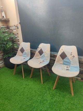 Juego de 4 sillas de salón patchwork