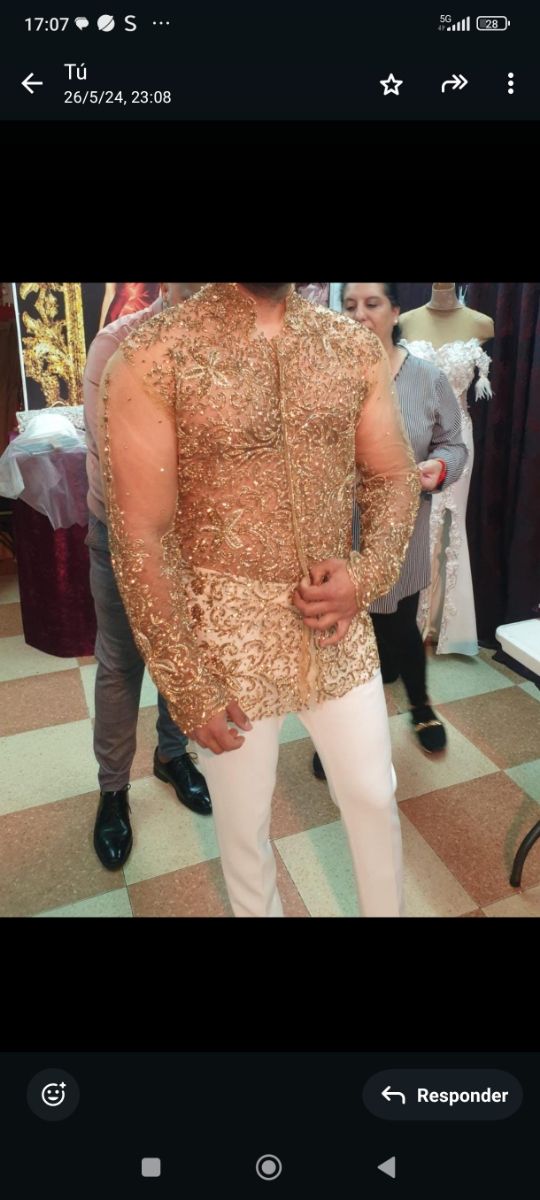 Conjunto Novio Gitano Camisa y Pantalón Oro