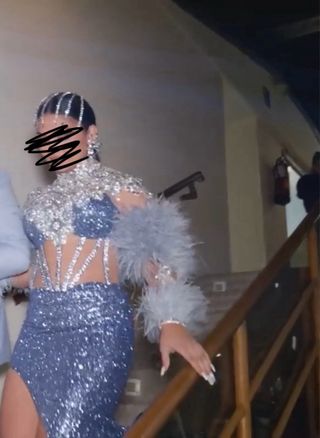 Vestido boda gitana azul y plateado
