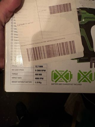 Llave de Impacto Greenworks 24V.