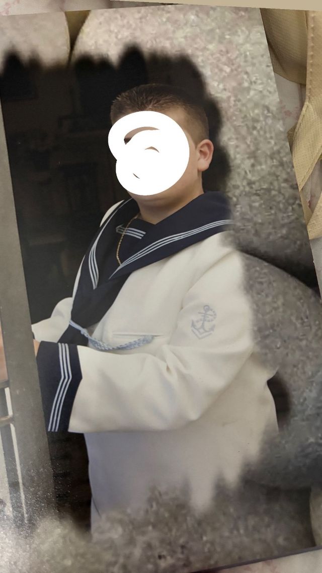 Abito da comunione blu e bianco da bambino taglia M