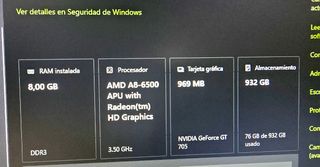PC HP AMD A8-6500 8GB RAM 932GB HDD con pantalla 
