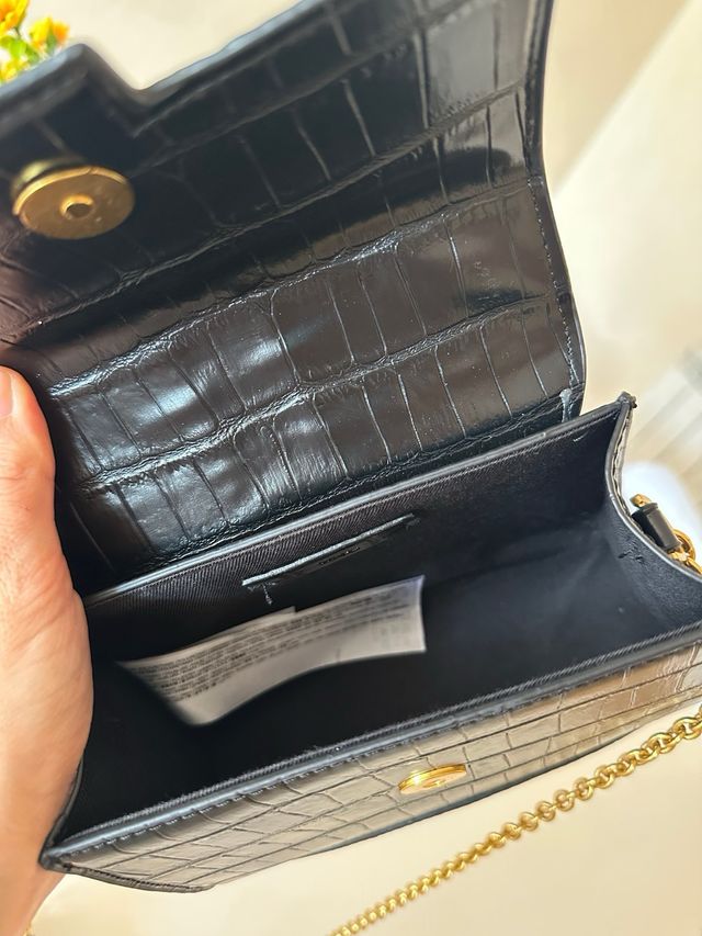 Bolso Negro Mango Cocodrilo