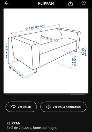 Sofá IKEA Klippan Piel Negro