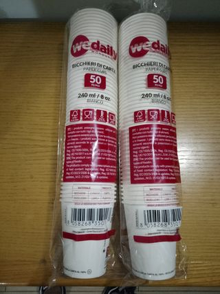 300 bicchieri di carta monouso Wedaily