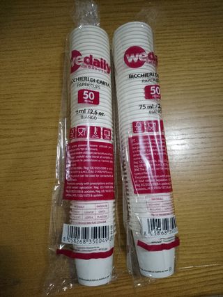 6 Pacchi Bicchieri Carta Wedaily 50pz 75ml