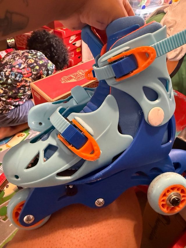 Patines 3 ruedas ajustables azul/naranja