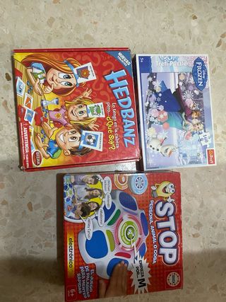 Set 3 Juegos de Mesa: Hedbanz, Frozen, Stop
