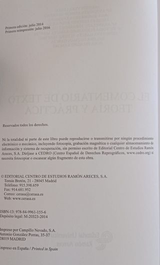 EL comentario de texto: Teoría y práctica