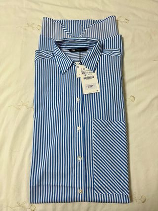 Vestido camisero ZARA rayas azul y blanco T.XS