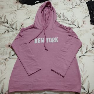 Sudadera NEW YORK con capucha rosa