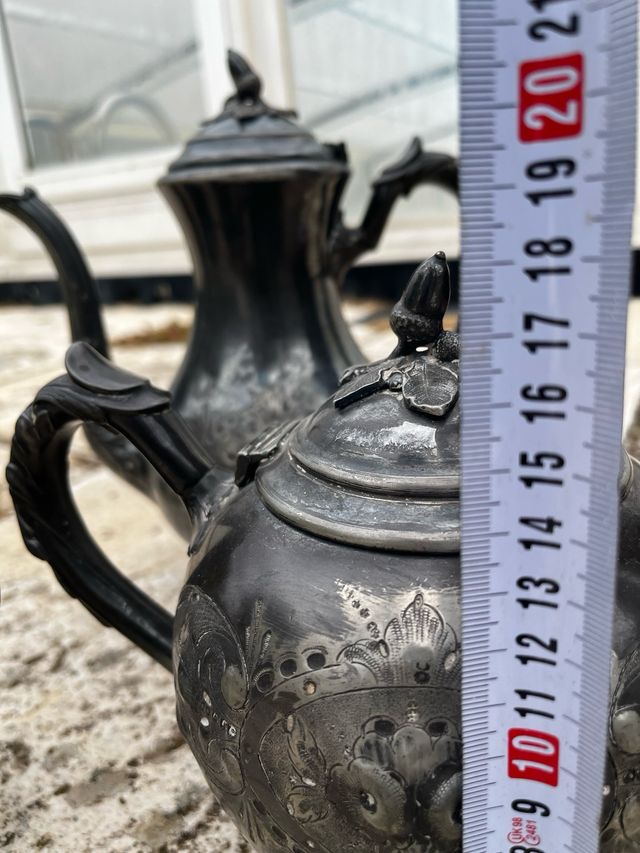 Juego café antiguo metálico