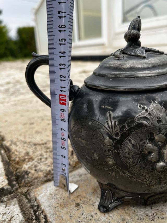 Juego café antiguo metálico