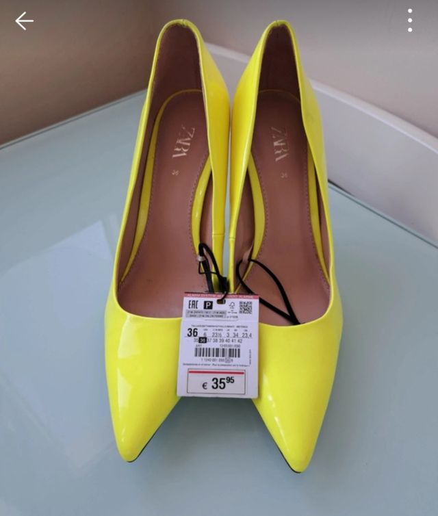 Zapatos de tacón Zara amarillos talla 36