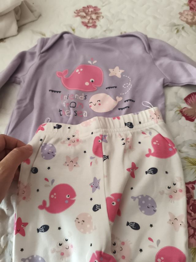 Pijama bebé niña ballenas 74 cm