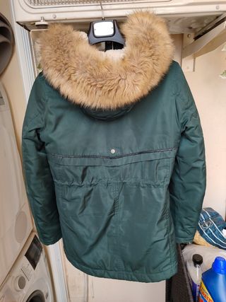 Chaquetón verde mujer capucha pelo