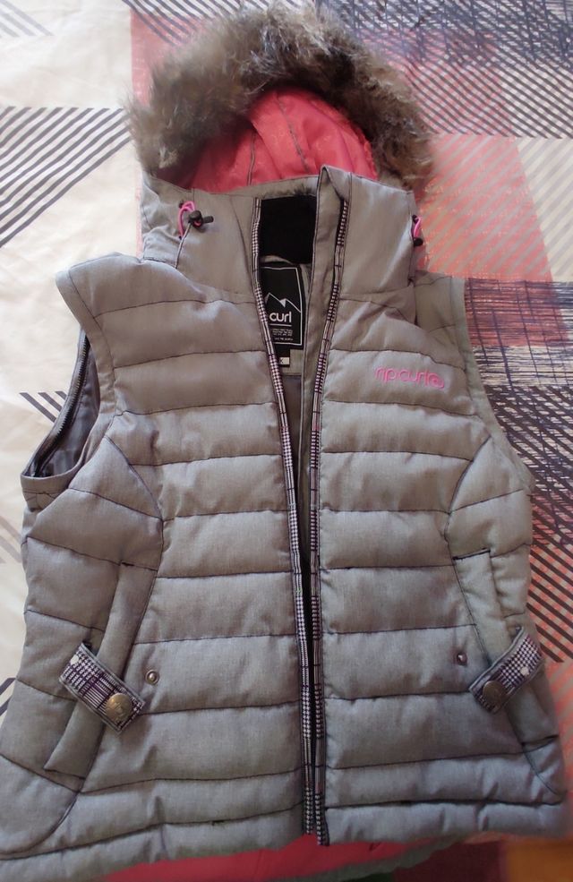Chaqueta Rip Curl chica gris y rosa