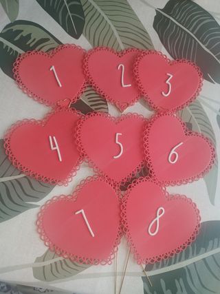 Marcasitios Corazón Rosa Números 1-8