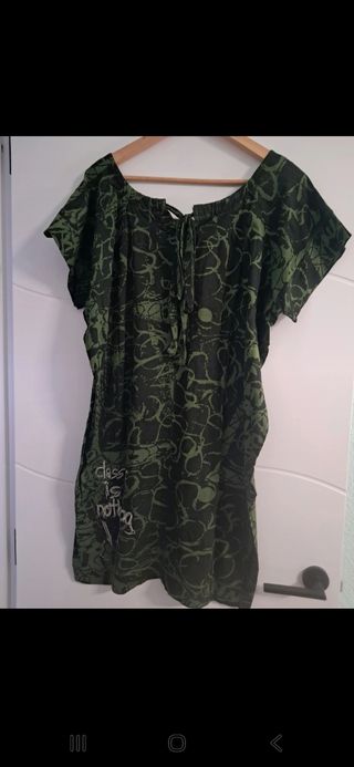 Vestido estampado verde y negro
