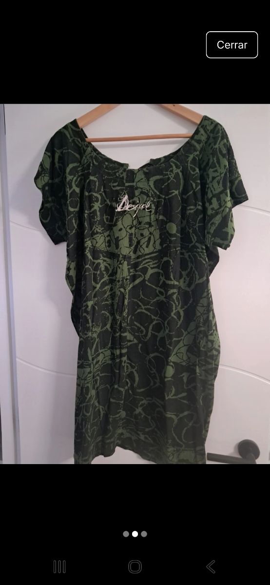 Vestido estampado verde y negro