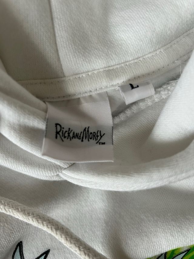 Felpa con cappuccio bianca Rick and Morty