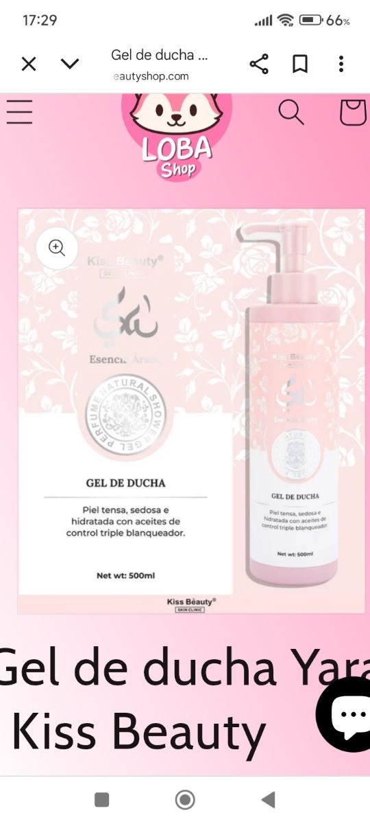 Gel de ducha Kiss Beauty Yara Rosa 500ml