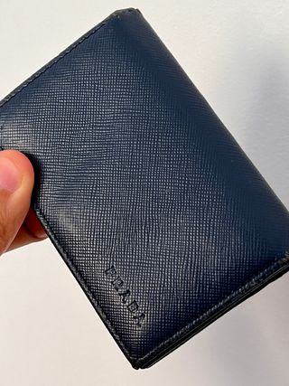 Prada Saffiano Leather Card Holder – Navy Blue