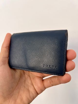 Prada Saffiano Leather Card Holder – Navy Blue