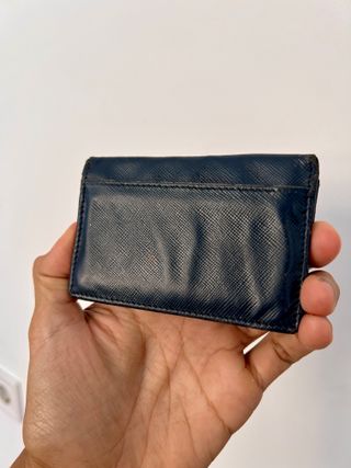 Prada Saffiano Leather Card Holder – Navy Blue