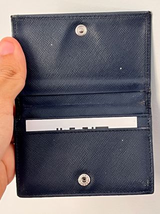 Prada Saffiano Leather Card Holder – Navy Blue