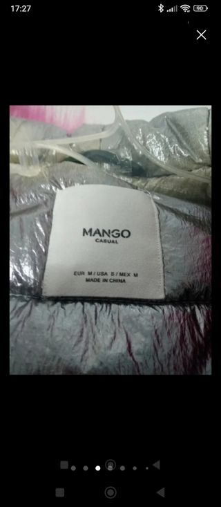 Parka verde Mango con capucha piel sintética rosa