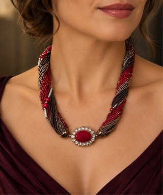 Gargantilla Murano chapado oro, zirconitas