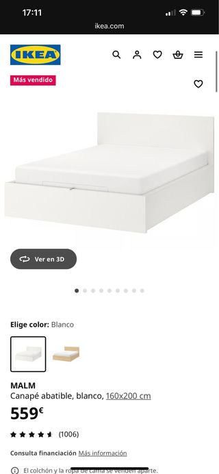 Canapé abatible Malm Ikea + colchón