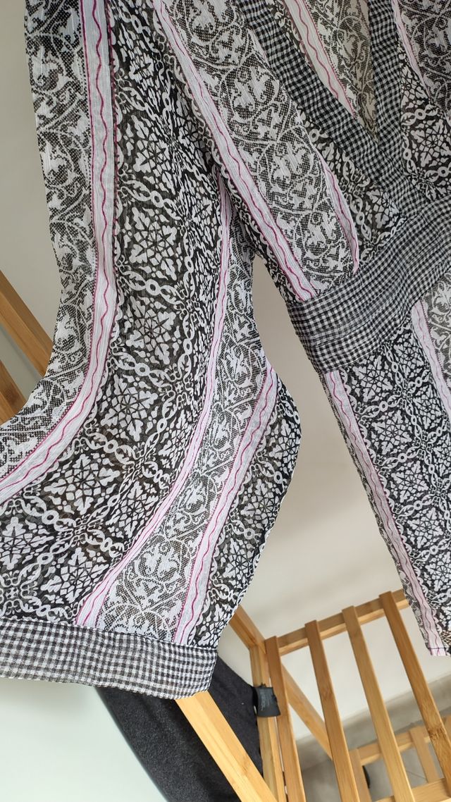 Camicia kimono fantasia black/white taglia unica