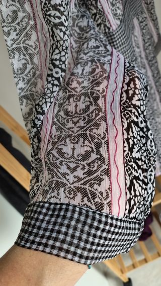 Camicia kimono fantasia black/white taglia unica