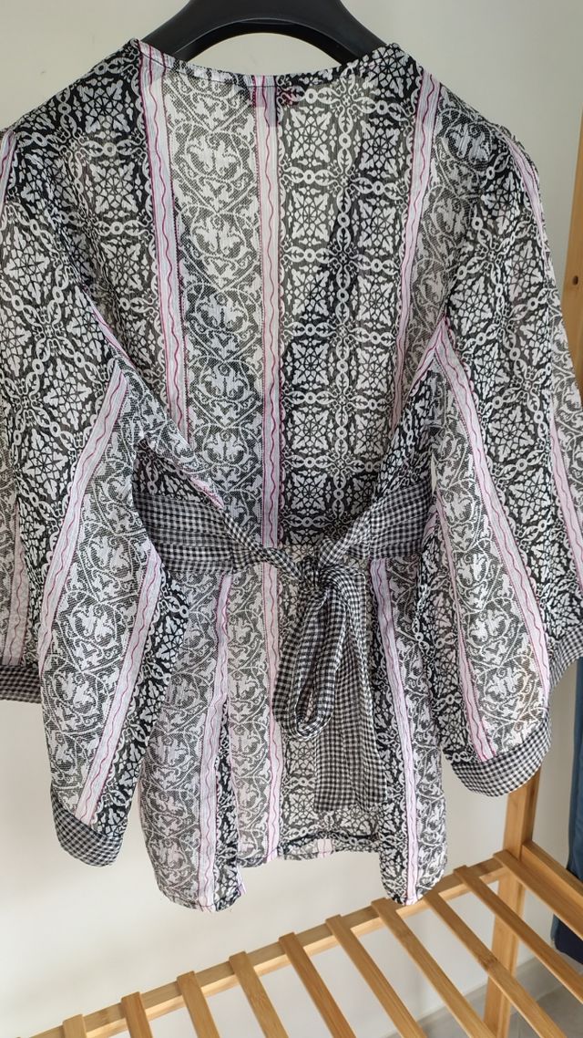 Camicia kimono fantasia black/white taglia unica
