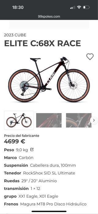 Cuadro Carbono Cube Élite RACE C:68X talla M