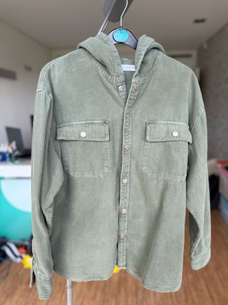 Casaco com carapuço em Bombazina Verde 13/14